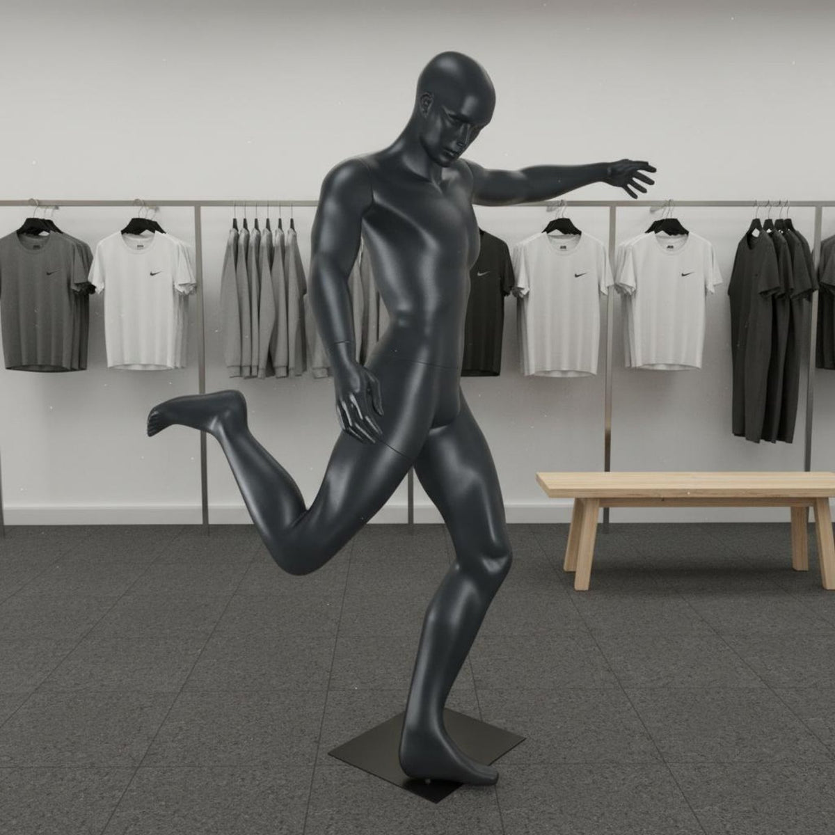 Soccer Player Mannequin Sturdy Fiberglass Construction Male Sports Mannequin Realistic Muscle Texture Kicking Pose Display Figure for Clothing Stores