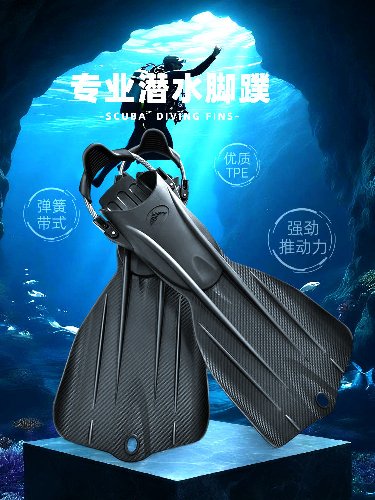 Scuba Diving Fins with Spring Straps, Open Heel, for Deep Diving Training