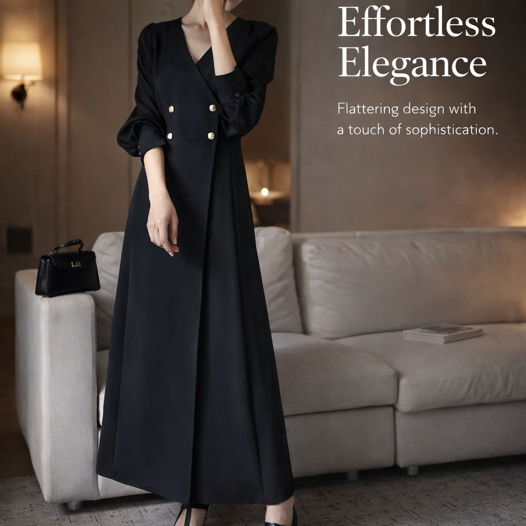 Maxi Dresses for Women Plus Size with V-Neck Design, Long Sleeve Polyester Dress for Occasions, Flared Fit up to 5XL for Comfort
