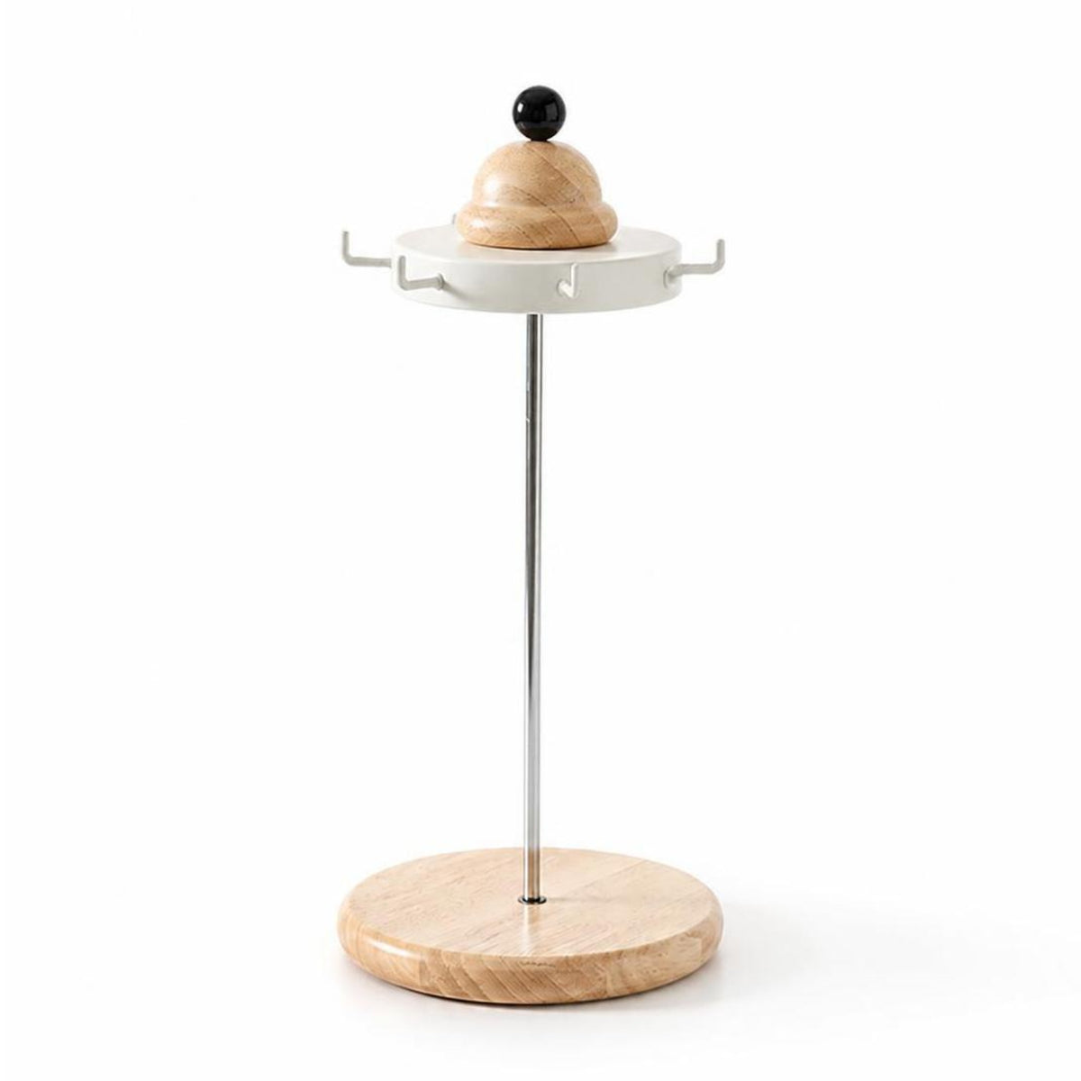 Necklace Holder with Hooks Space Saving Necklace Holder with Tray Wooden Tabletop Jewelry Tree for Vanity, Entryway
