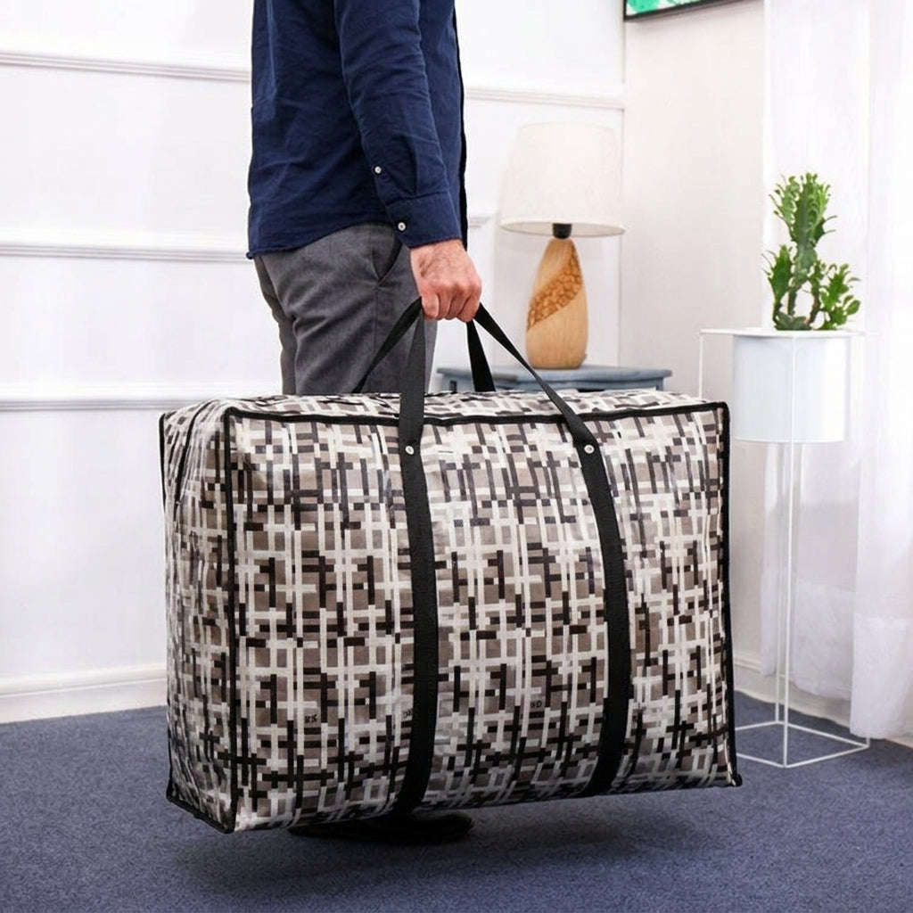 Breathable Storage Bags and Clothes Storage, 80l Storage Boxes with Lids, Woven Polypropylene Rectangular Bag with Transparent Panel for Moving