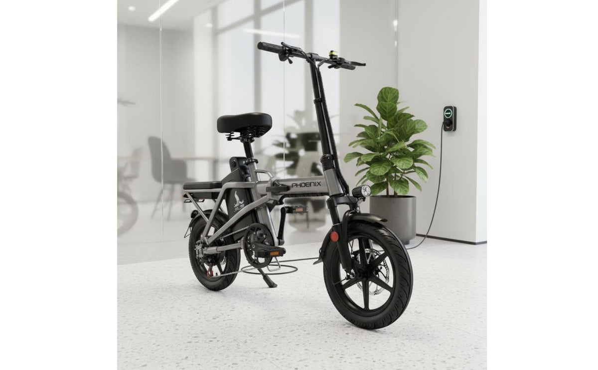 Aluminum Alloy Frame Folding Electric Bike Powerful Engine Chainless Electric Bicycle Paired Disc Brakes Foldable Commuter Cycle Long Range for Commuters