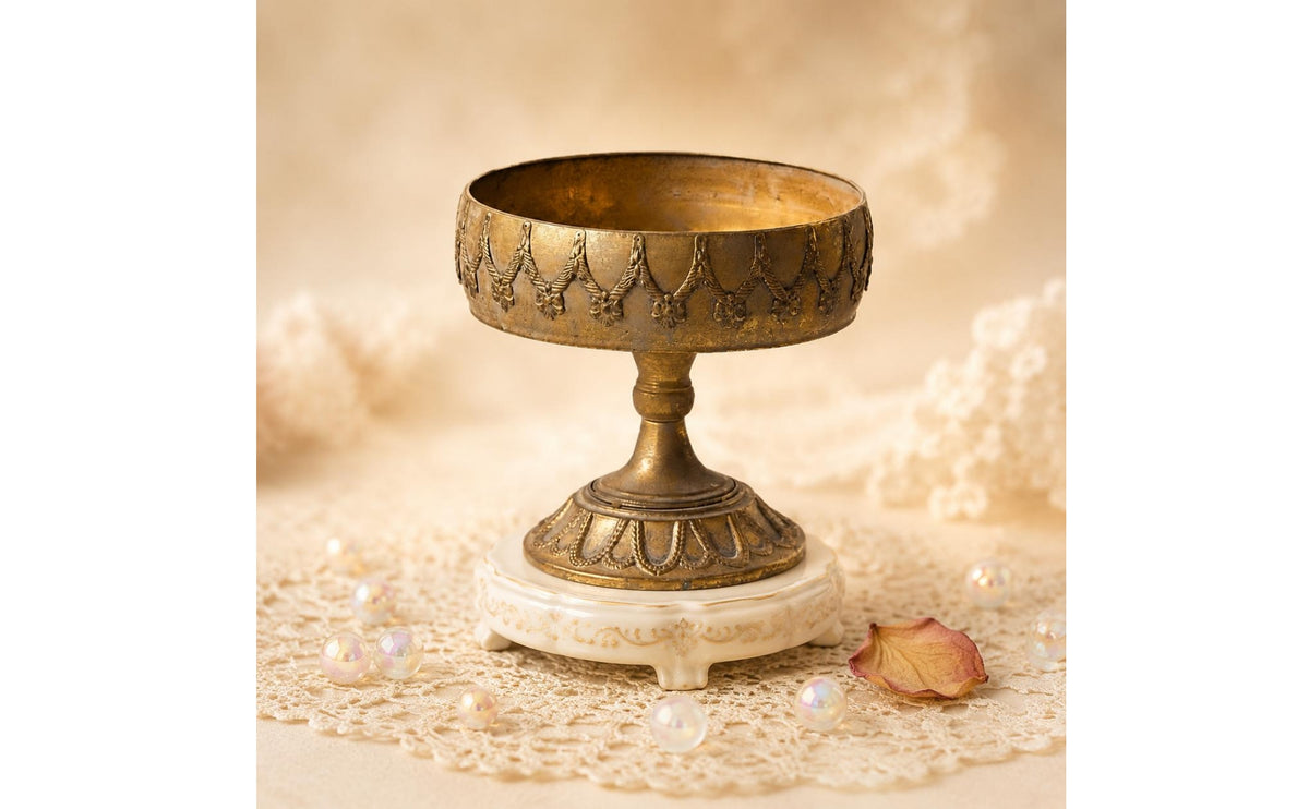 Iron Pedestal Vase Antique Finish Pedestal Vase Vintage Metal Floral Stand