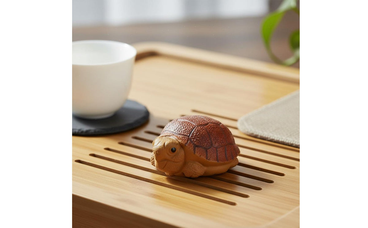 Handmade Turtle Tea Pet Small Size Mini Turtle Tea Pet Detailed Shell Pattern Decor Item