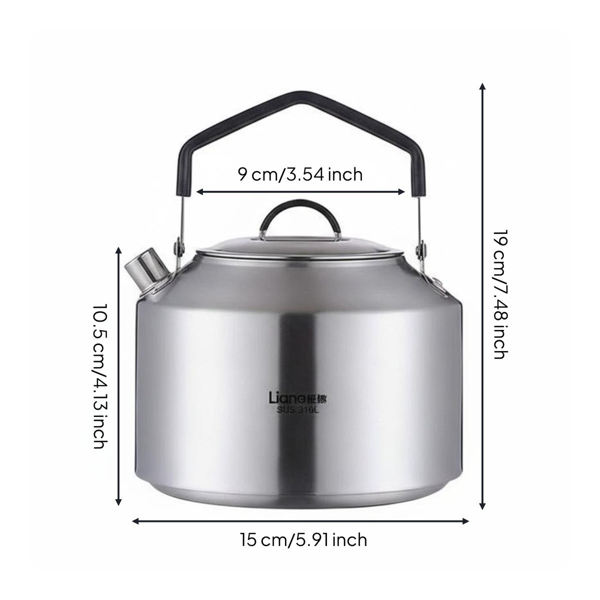 Stainless Steel Camping Kettle Fast Heating Portable Outdoor Tea Kettle Gas and Induction Compatible Campfire Tea Pot for Hikers, Journeyers, Picnic