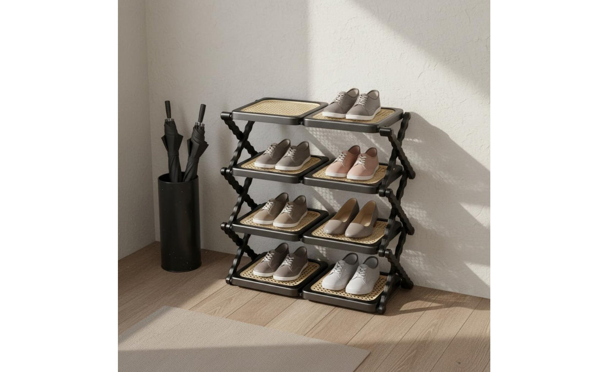 Accordion Shoe Stand Installation Foldable Shoe Rack Space Saving for Entryway, Dorm Room, Closet