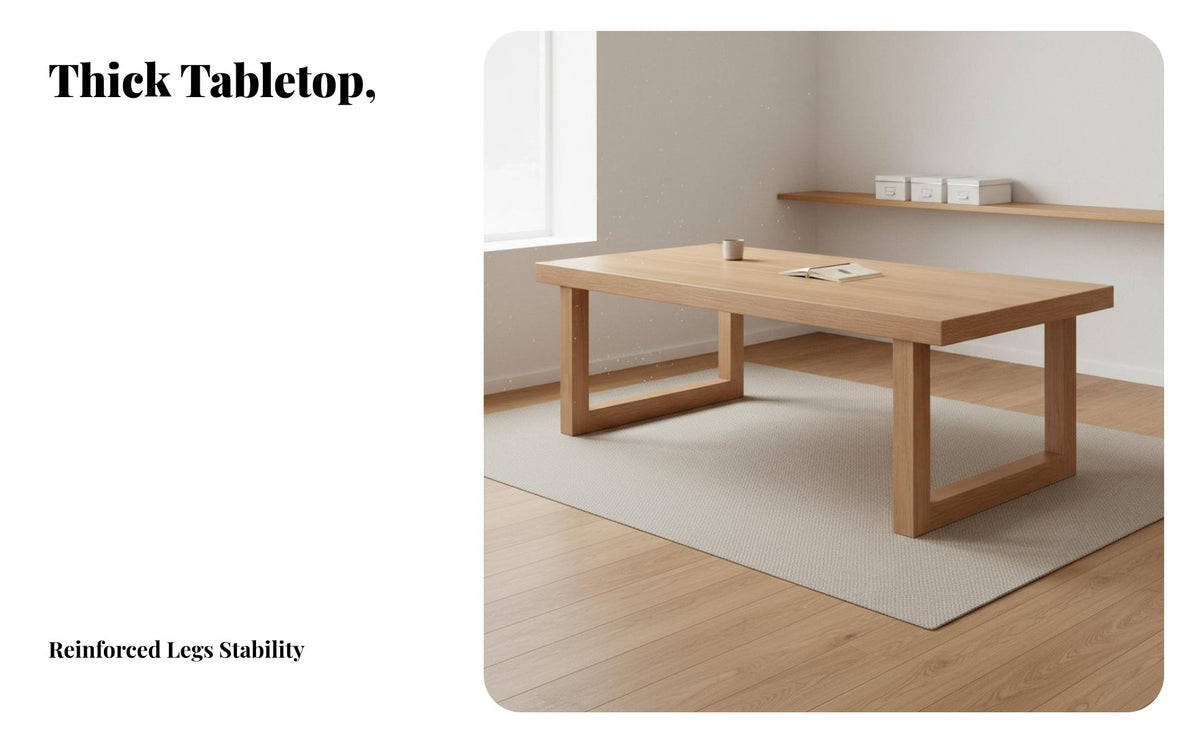 Solid Wood Desk Spacious Workspace Large Study Desk Stable Frame Design Wooden Workbench for Students, Living Room