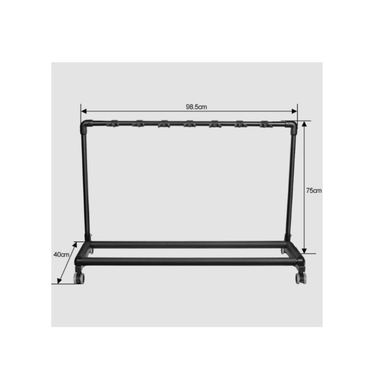 On Wheels Rolling Guitar Rack Locking Casters Multiple Guitar Stand Space Saving Musical Instrument Accessory Foldable for Musicians