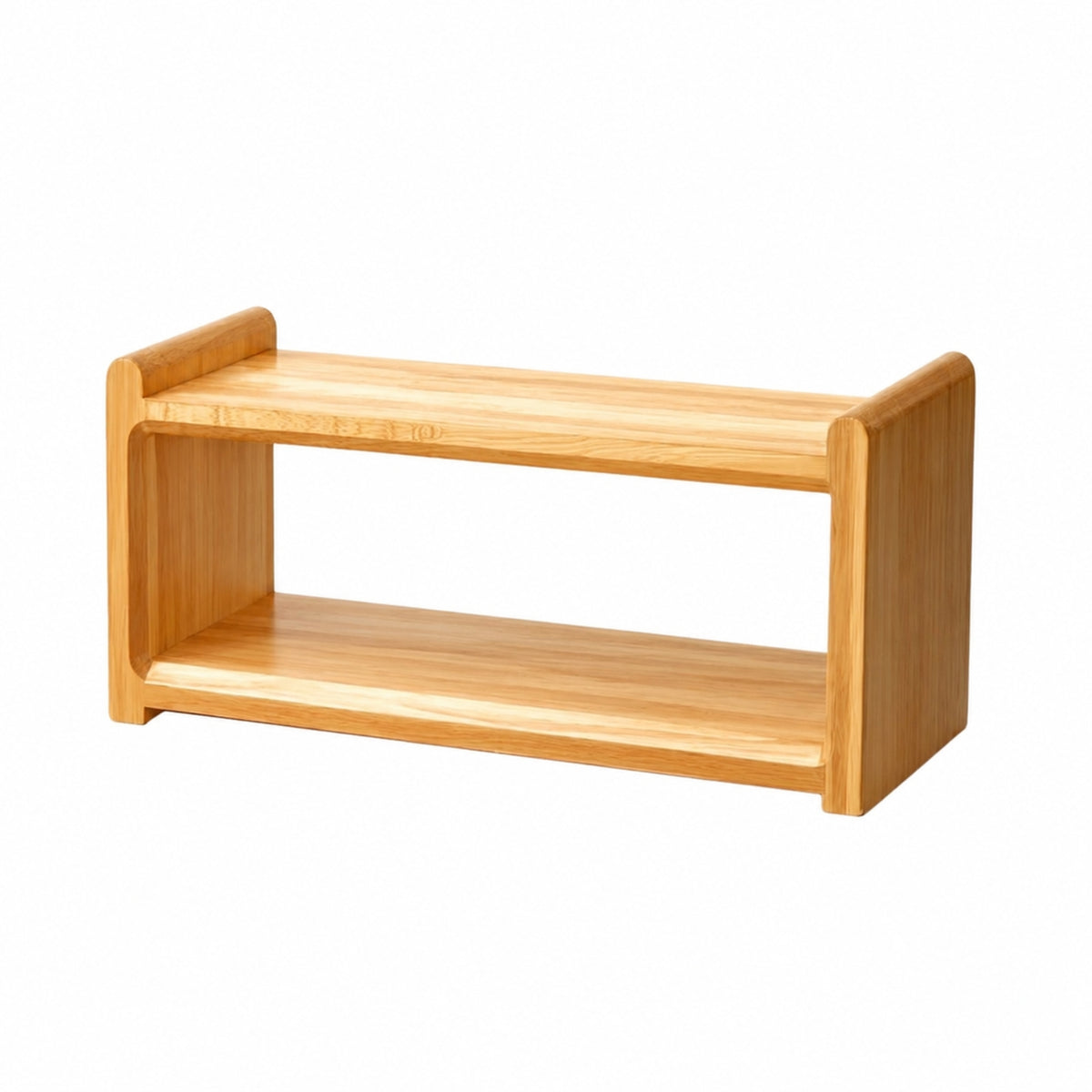 Two-Tier Desk Shelf Stable Wooden Storage Shelf Solid Desktop Organizer for Coffee and Tea Area