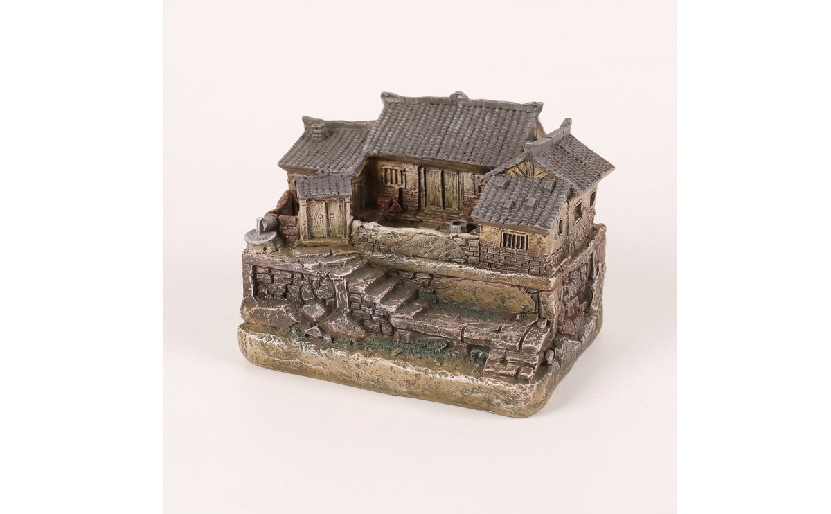 Rustic Miniature House | Weathered, Miniature House with Garden Setting, for Tabletop
