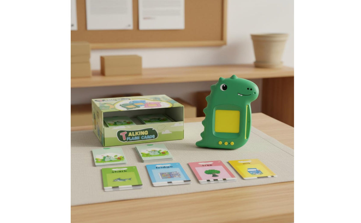 Bilingual Talking Flashcard Set No-Screen Design Bilingual words Learning Toy Adjustable Volume Audio Flashcard for Young Children