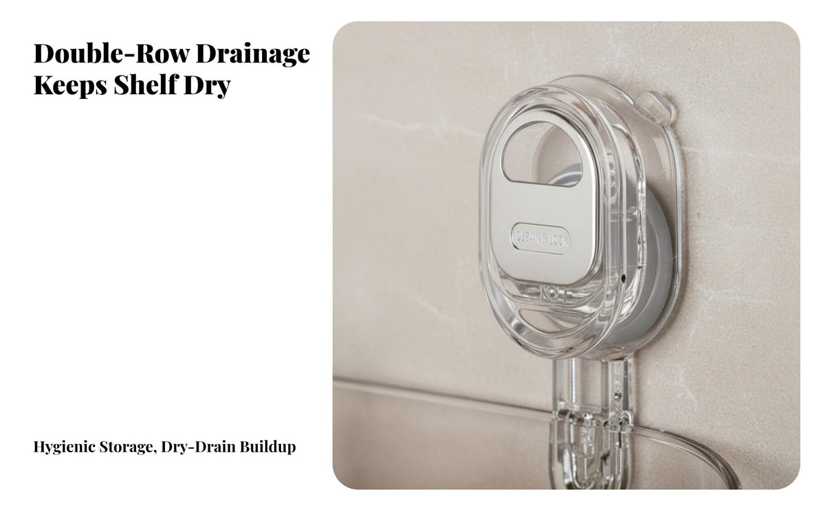 Suction Holder Hanging Container Non-Permanent Installation Shower Shelf Waterproof Bathroom Storage Basket for Home Dwellers, Students, Washroom
