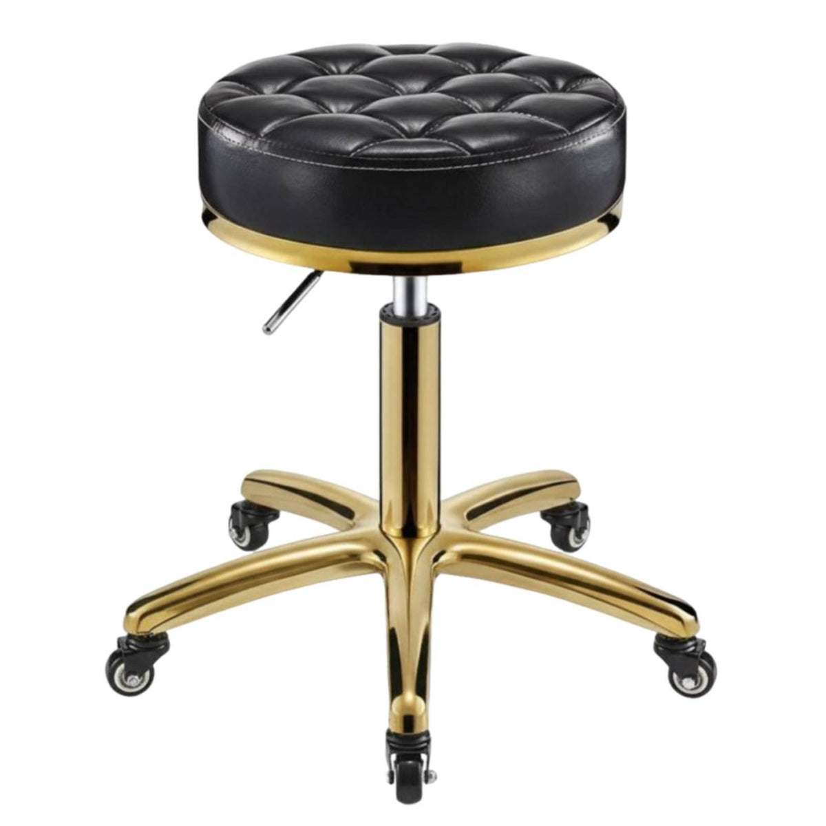 Adjustable Height Upholstered Vanity Stool Quiet Rolling Casters Upholstered Low-Back Task Seat Sturdy 5-Star Base Swivel Chair High-Rebound Foam for Makeup Enthusiasts, Home Office Workers, Beauty Salon, Barbershop, Medical Office, Dressing Room