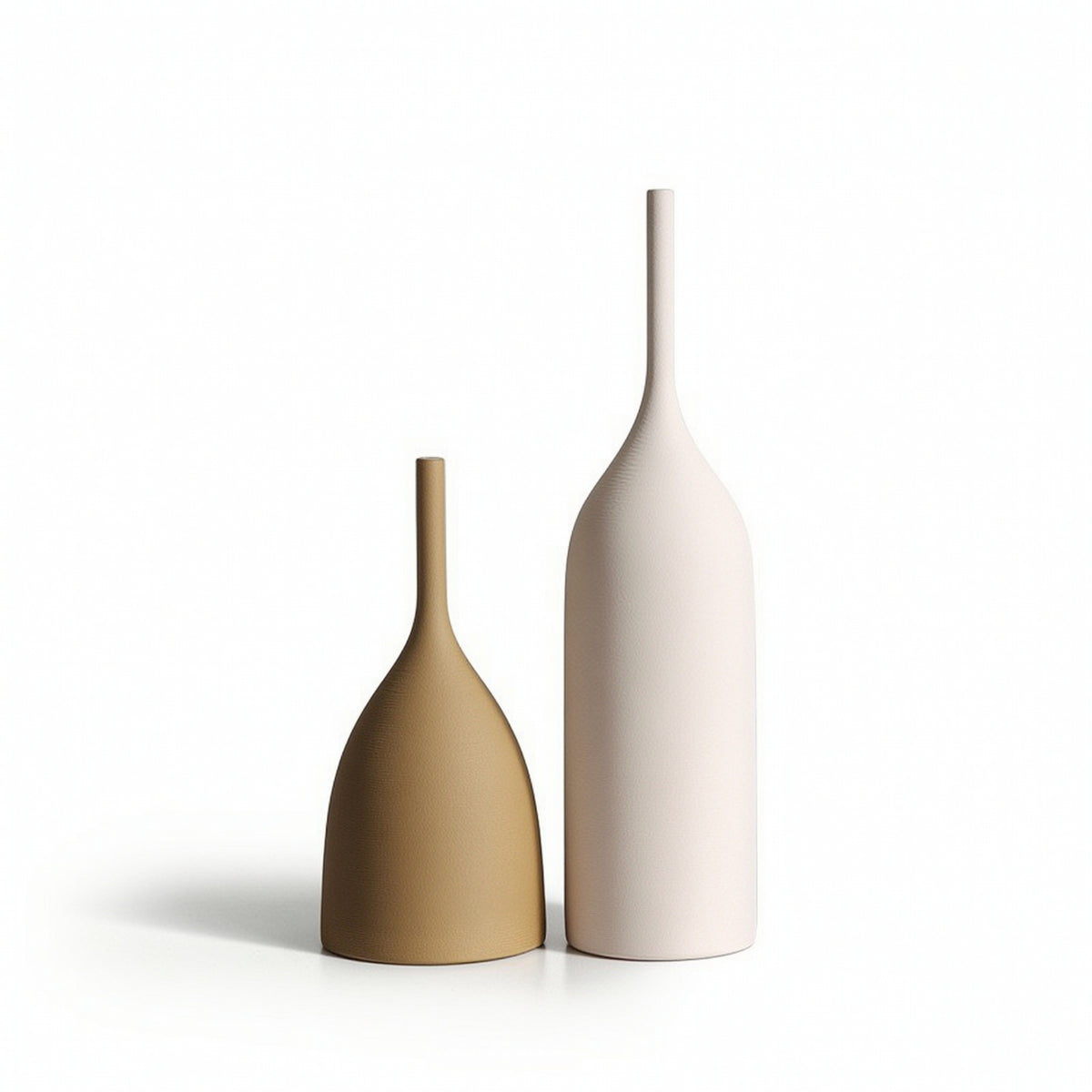 2 Pieces Brushed Vase with Slender Neck Matte Ceramic Vase Tall Flower Holder Minimalist for Home Decorators, Minimalists, Shelf, Living Room, Entryway, Bedroom