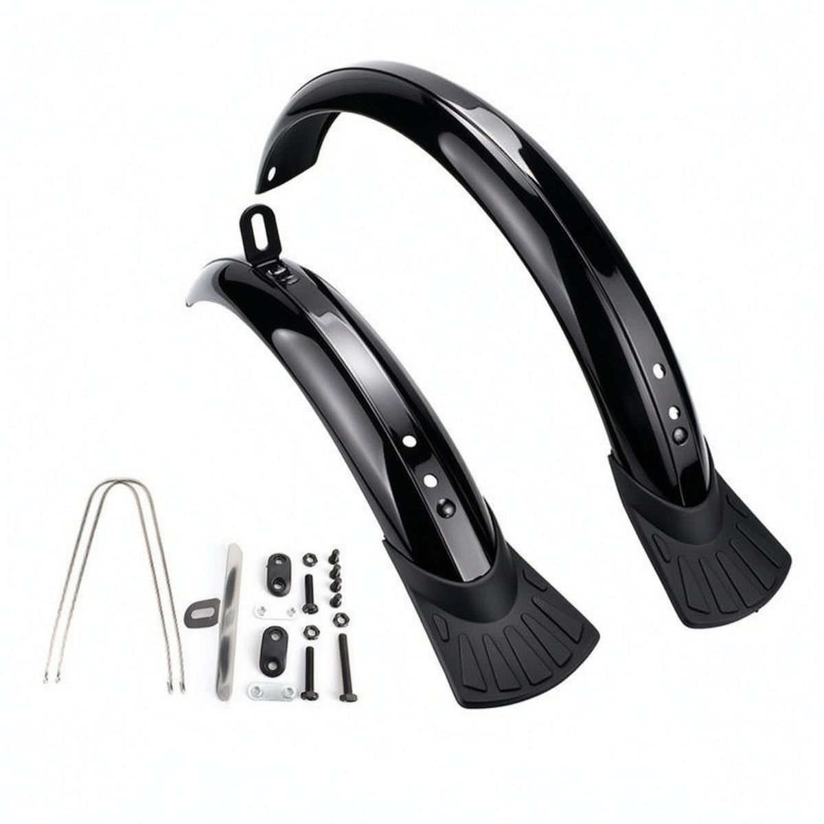 Black Mudguard Pair Metal Support Rods Bike Mudguard Engineering