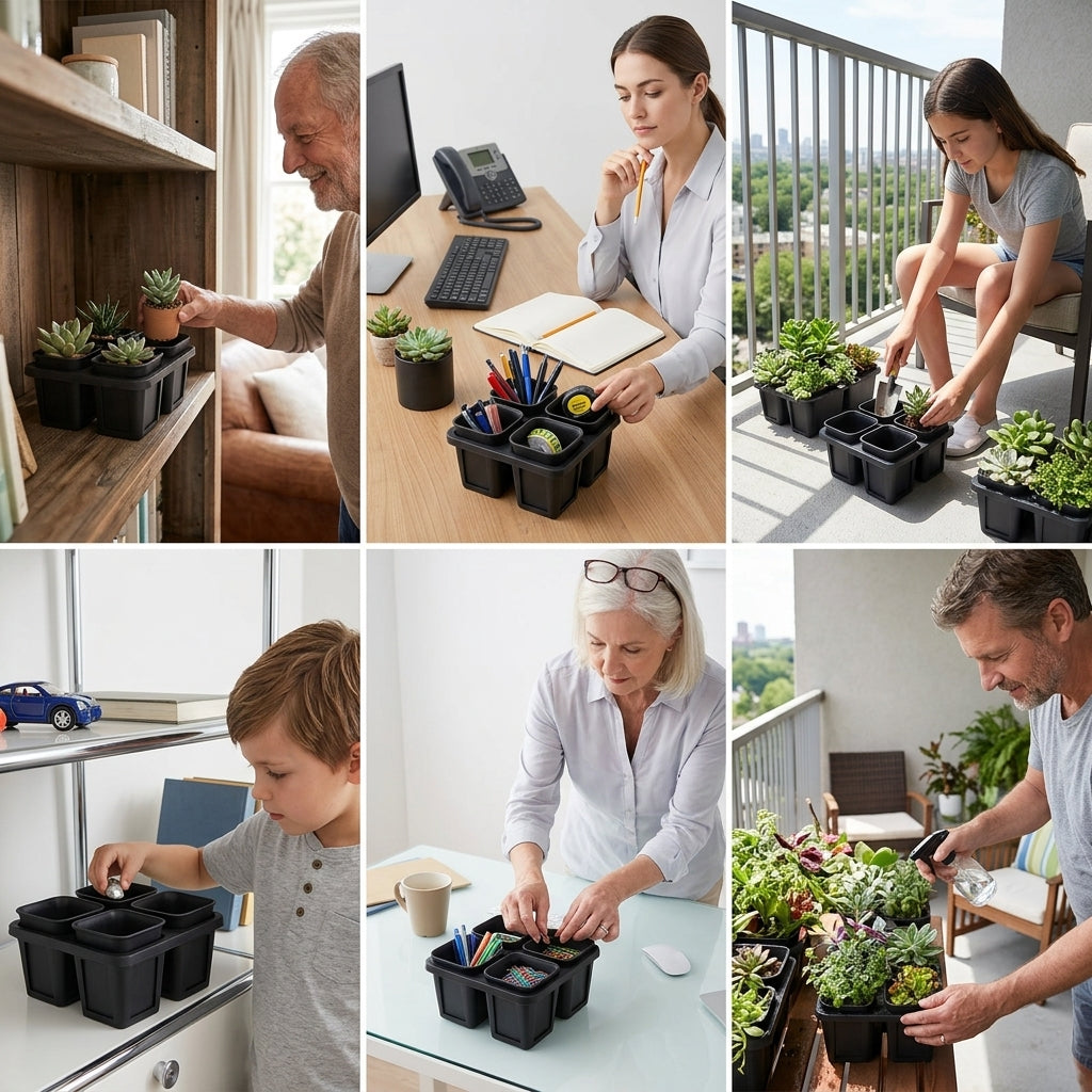 Plant Pots with Seedling Pots Set for House Plants, Unified Molding for Window Sill, Simple Style Bonsai Pot