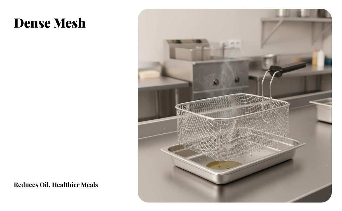 Deep Fryer Basket High Temperature Resistant Deep Fry Basket Stainless Steel Kitchen Utensil for Home Cooks, Food Enthusiasts, Restaurant