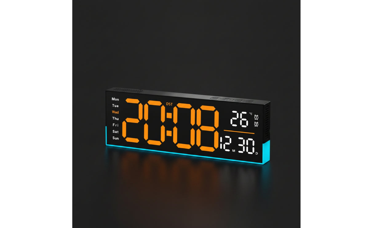LED Digital Wall Clock Easy to Read Digital Wall Clock Lighted for Living Room, Home Office, Bedroom