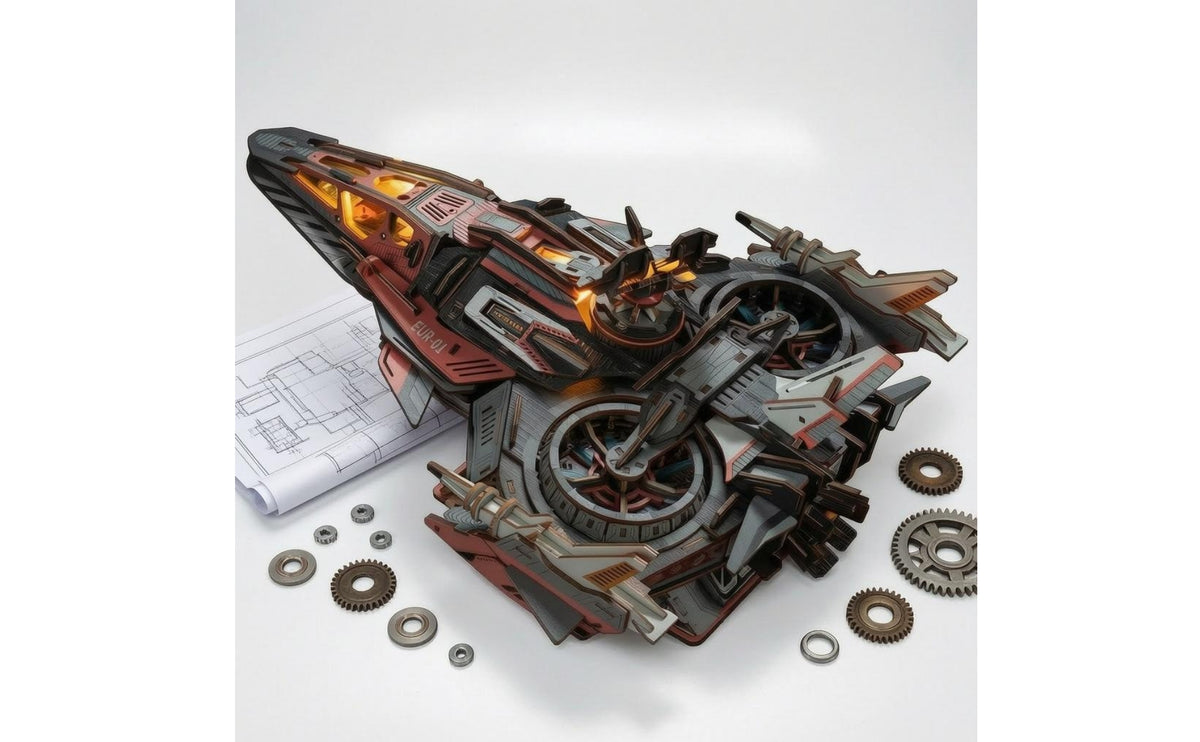 Model Kit LED Lights Spacecraft Model Rotating Motor
