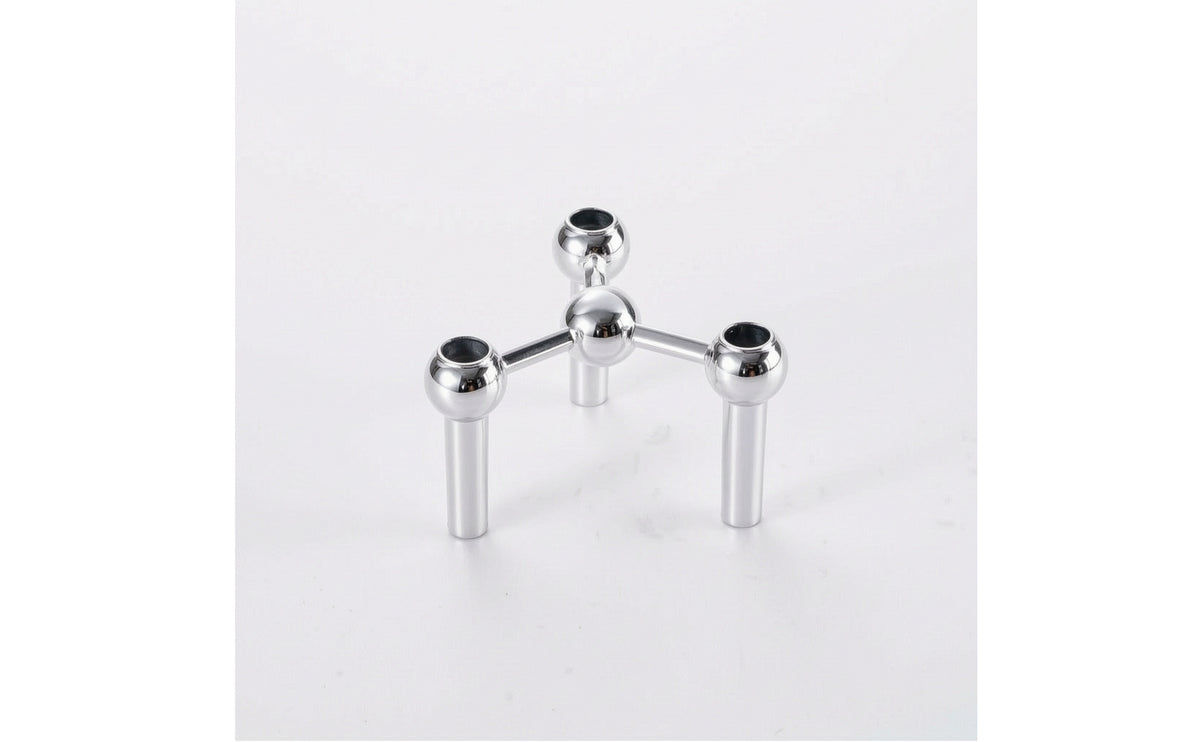 Geometric Three-Legged Candle Holder Compact Metal Candle Holder Modern Three-Arm Candelabra Minimalist for Centerpiece, Tabletop, Dining Table