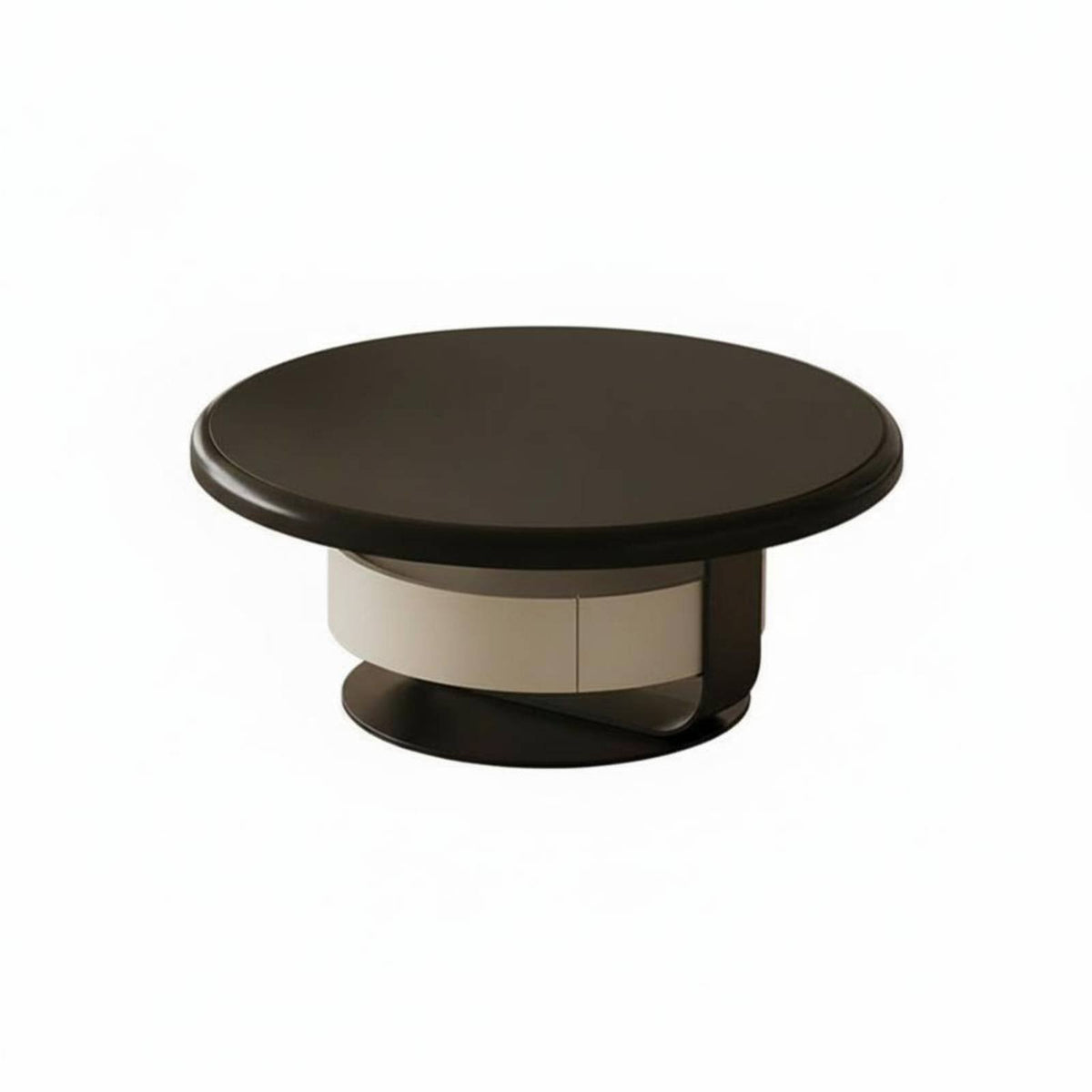 2 Pieces Minimalist design Round Nesting Tables with Drawers Floating Effect Round Tables with Drawer High-Gloss Finish Coffee Table Set Built-in Storage for Interior Designers, Apartment Dwellers, Homeowners, Small Spaces, Lounge Area, Home