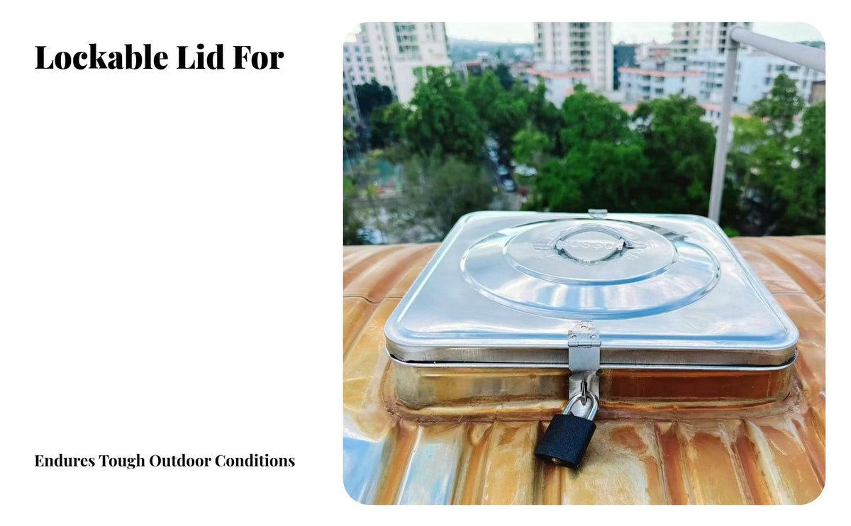 Stainless Metal Water Reservoir Cover Thickened Material Square Water Tank Lid Weather-Resistant Bulk Storage Container Lid for Outdoor, Warehouses
