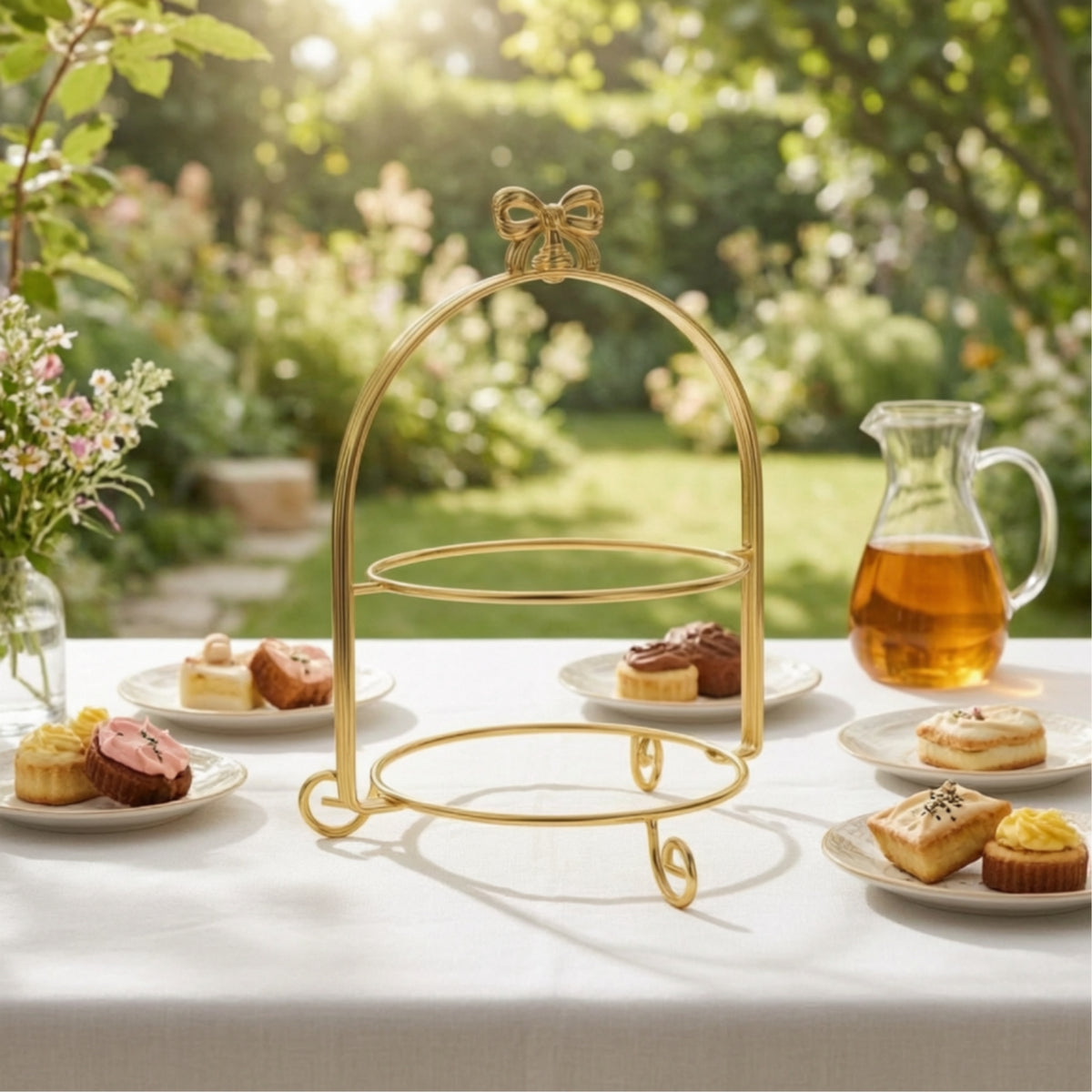 2-Tier Dessert Stand Elegant Space-Saving Cupcake Stand for Party Hosts