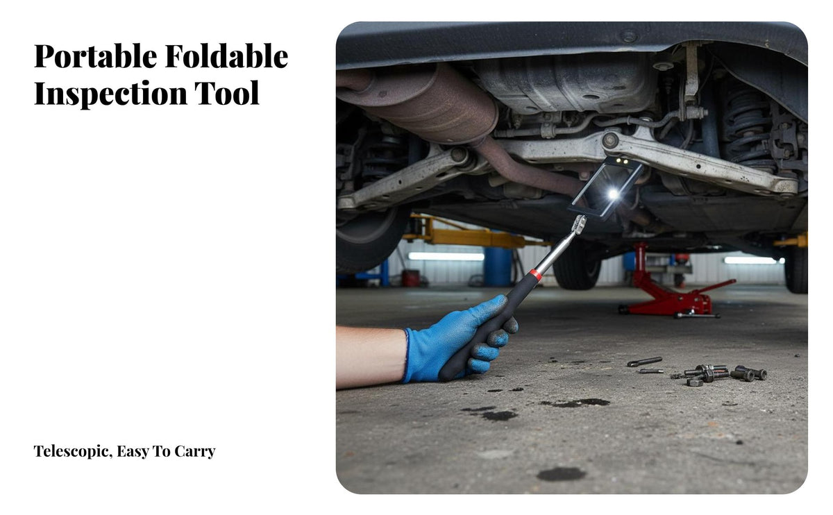 Telescoping Illuminated Inspection Mirror Portable Illuminated Lighted Inspection Mirror Lightweight Non-Slip Grip for Mechanics