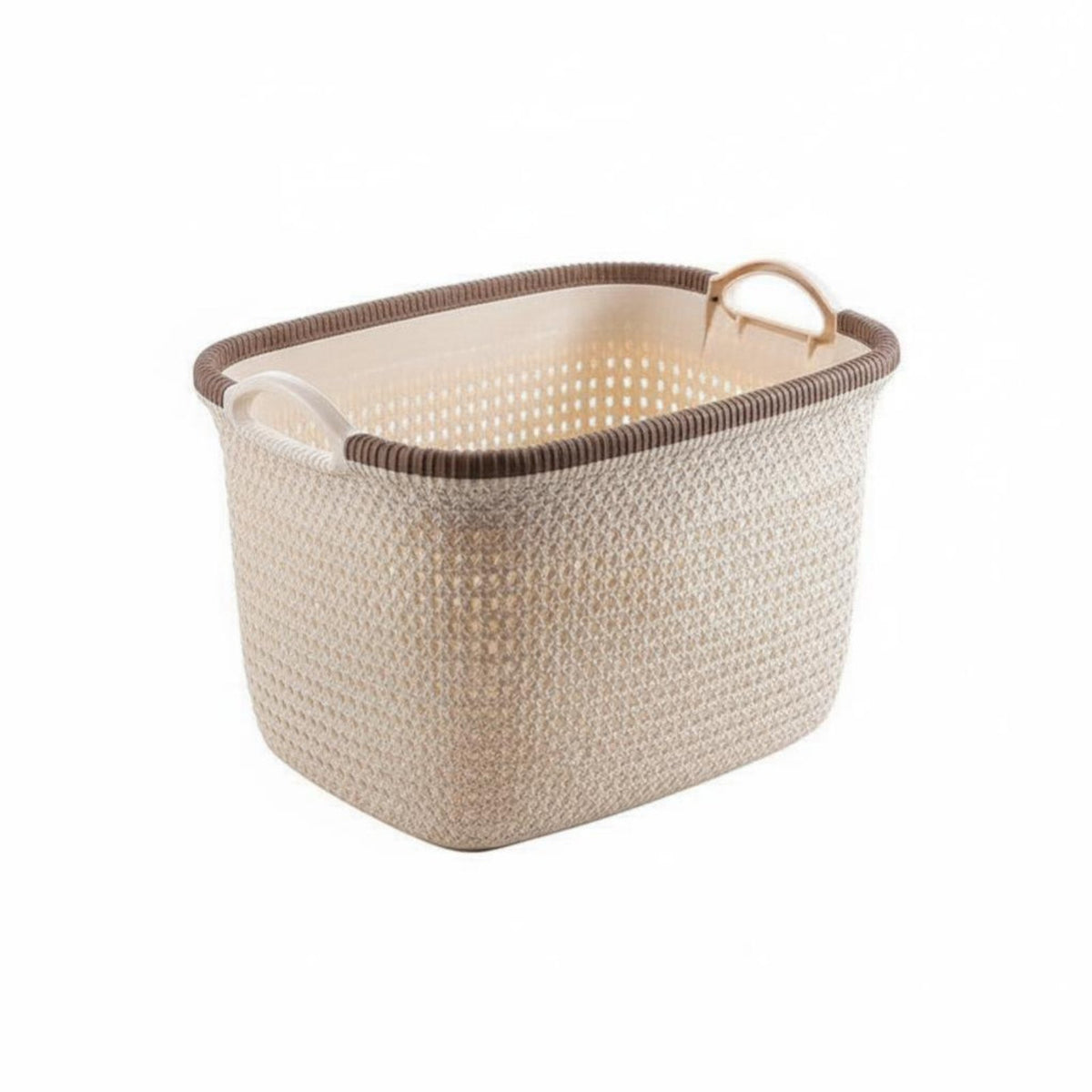 adaptable Faux Rattan basket Woven Design Storage container adaptable Laundry Hamper Portable for Families, households, Students, Playroom, Bedroom, Living Room, Bathroom