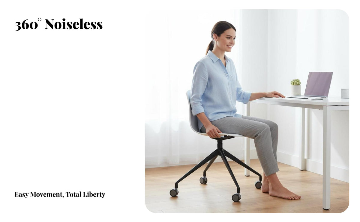 pivot Function cream Shell Chair on Casters Nordic Design Task Seating with casters Office Equipment Ergonomic spinerest for Students, Home Workers, Adults