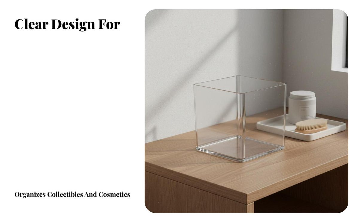 Transparent Box with Hinged Lid Multipurpose Clear Acrylic Box Acrylic Storage Container Contaminant-Barrier Proof Square