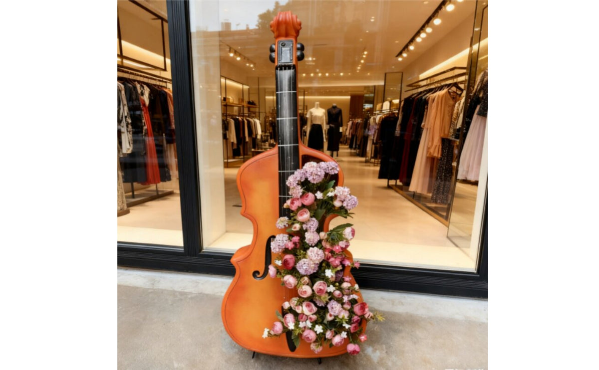 Floral Cello Display Tall Musical Decor Blossom Arrangement