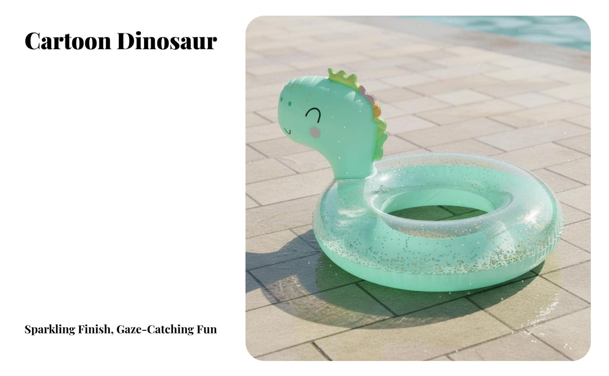 Kids Dinosaur Water Toy Anti-Rollover Design Dinosaur Swim Float Thickened Material Kids Swimming Loop for Young Children, Infants, Outdoor, Beach
