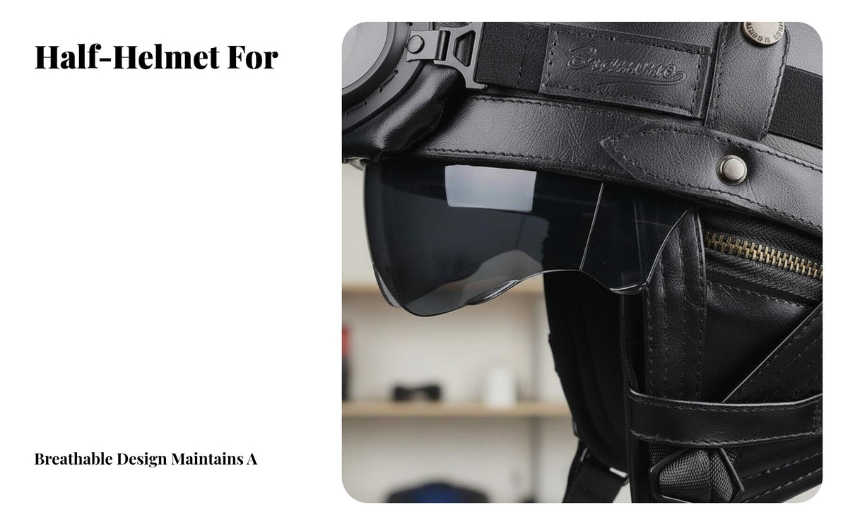 Retro Lightweight Vintage Design Half Helmet Removable Washable Liner Shielded Headwear for Men, Women, City Commuting