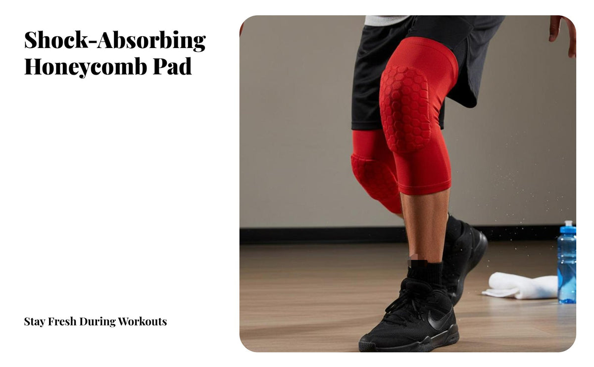 2 Pieces Hexagonal Knee Pad Shock Resistant Court Game Knee Guard Padded Compression Sleeve Breathable Padded Leg Sleeve