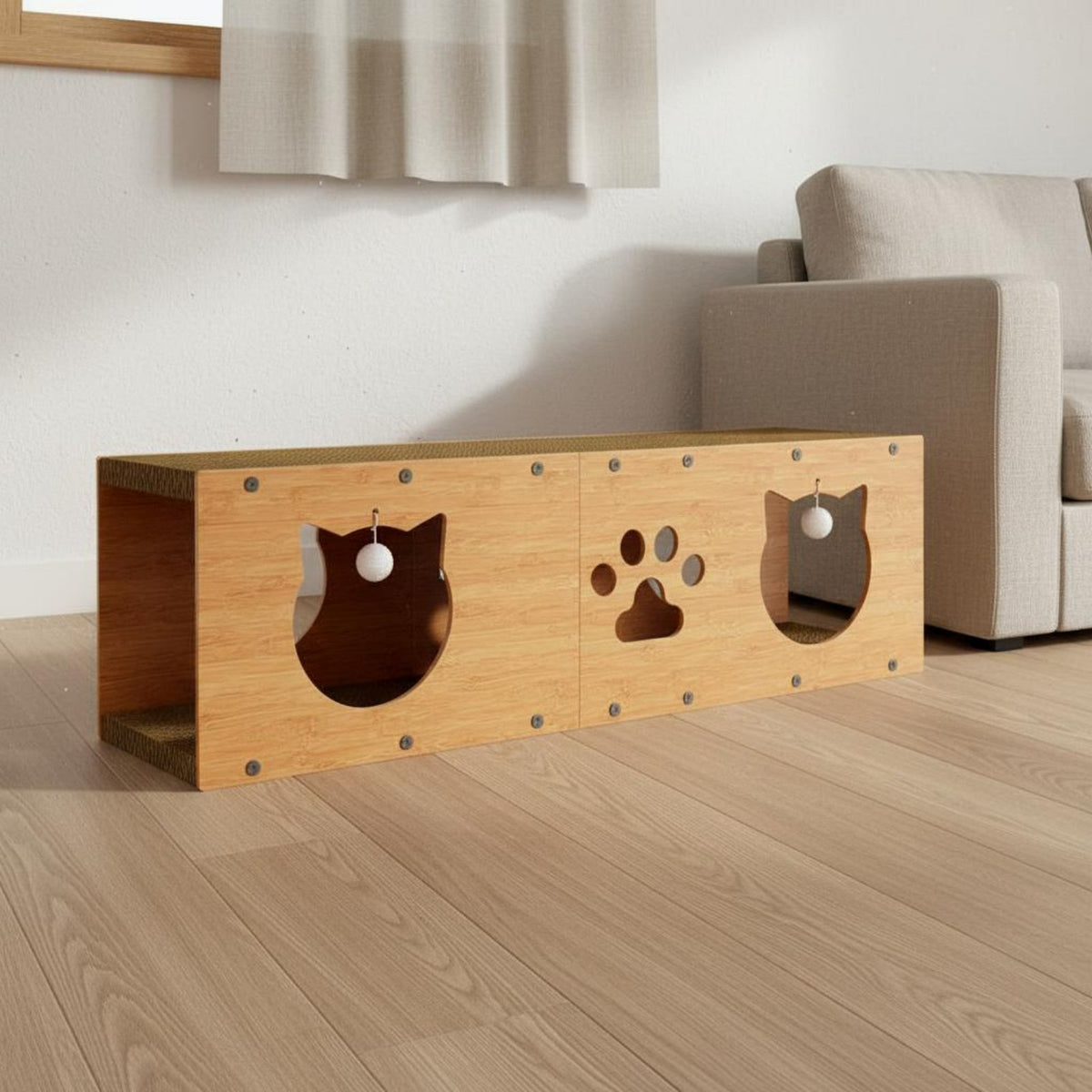 Low-Dust Corrugated Scratcher House Long-Lasting Feline Scratch Tunnel Stable Feline Hideout Tunnel