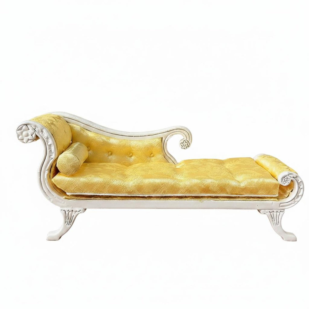 Miniature Long Seat Hand-Sewn 1:12 Scale Fainting Couch Vintage Style Dollhouse Daybed for Collectors, Hobbyists, Diorama