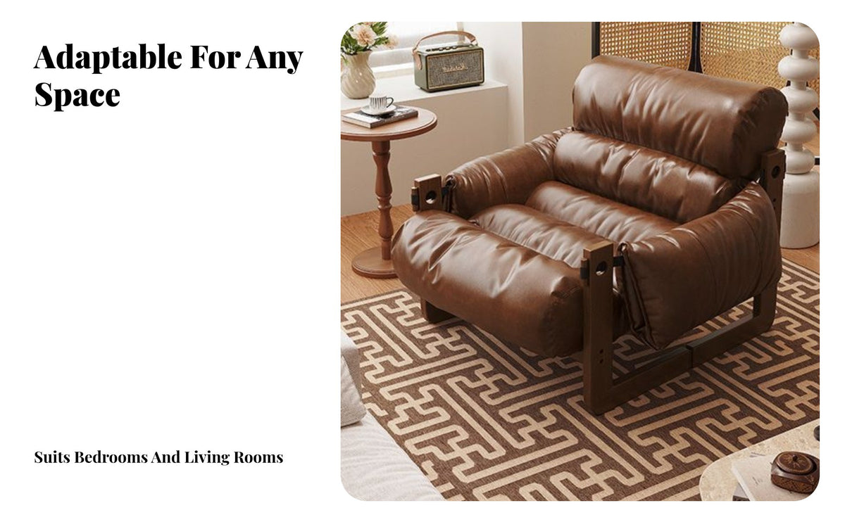 Retro Design Structured Foam Lounger Cushiony Comfort Caterpillar Armchair High-Rebound Cushion Single Sofa Ergonomic Support for Homeowners, Apartment Dwellers, Book Lovers, Bedroom, Reading Nook, Study, Office