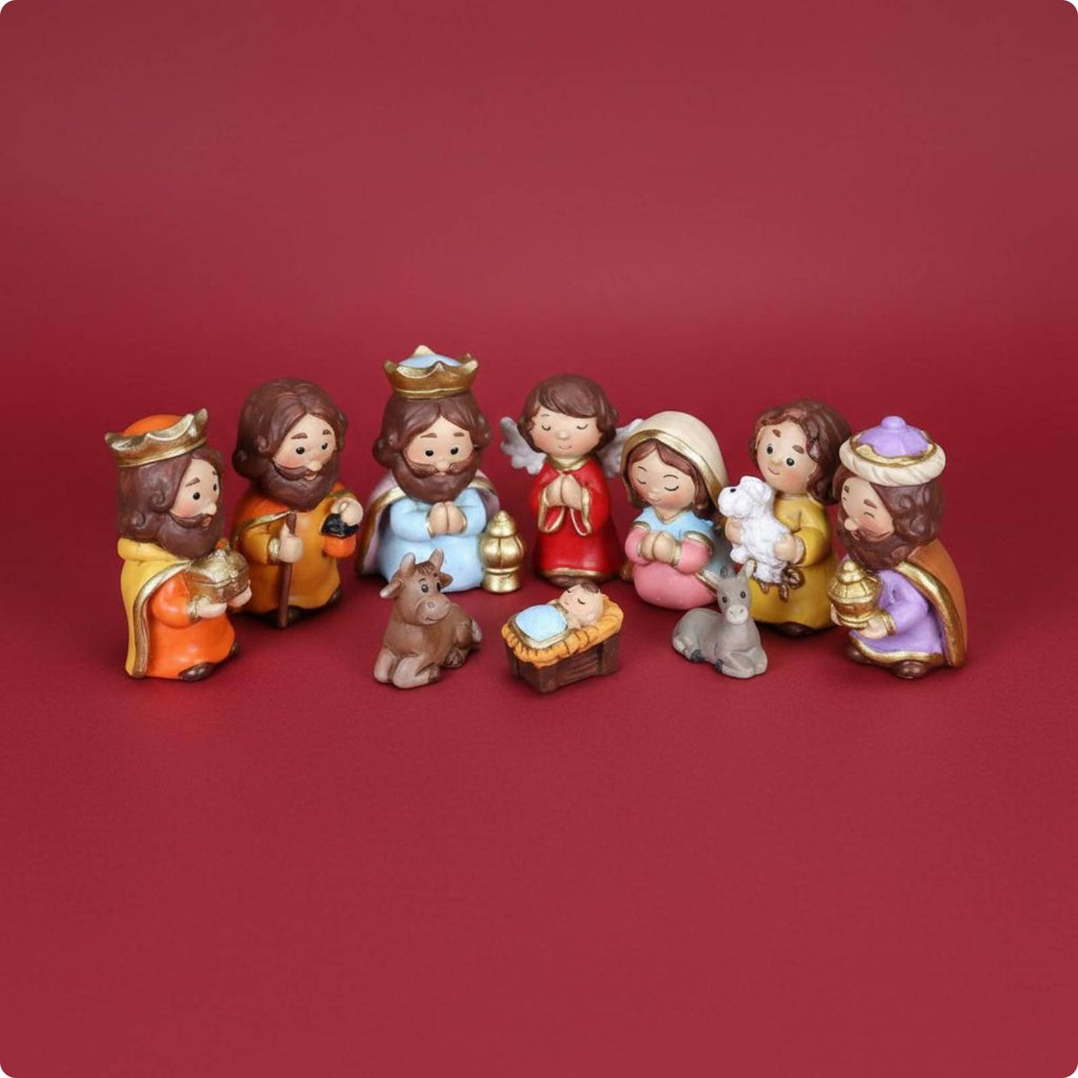 Cartoon Nativity Display Giftable Christmas Stable Figurines