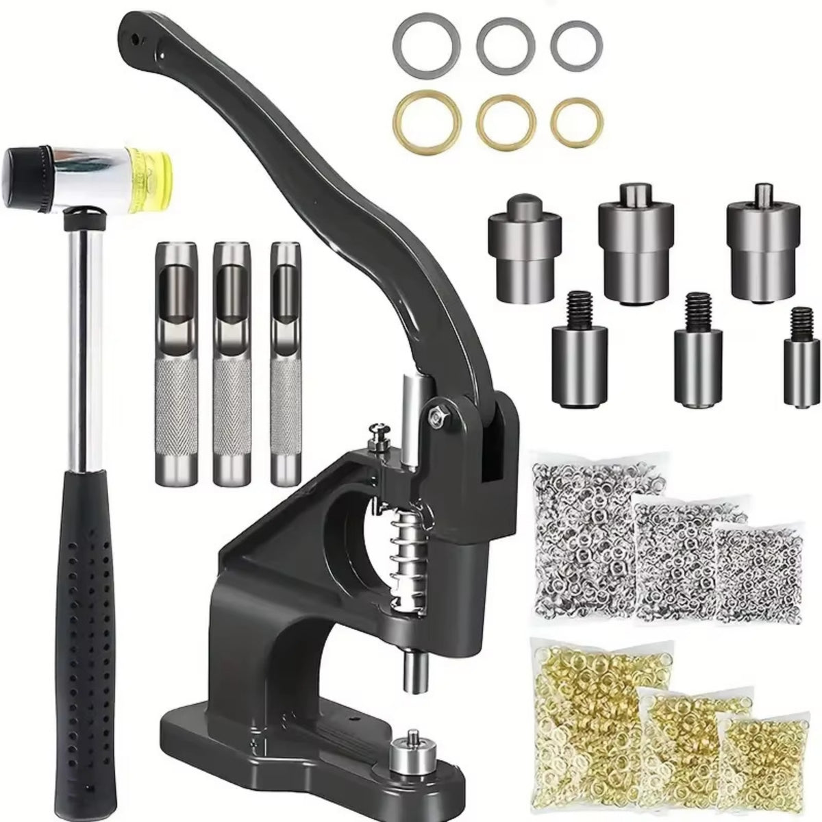 Hand Press Machine with Dies Hand Press Machine Set Benchtop Eyelet Setting Tool for Leathercrafters, Leathercraft, Workshop