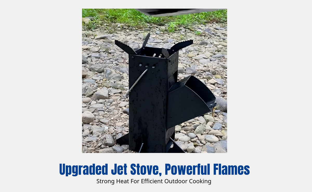 Jet Stove, Portable Folding Camping Stove, Outdoor Cooking, Metal, Wood Burning, Heat Resistant
