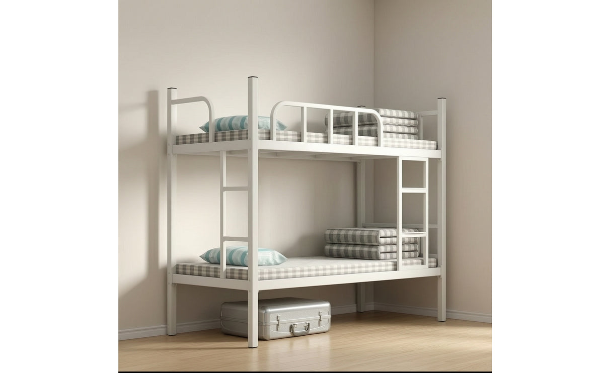Bunk Bed with Ladder Metal Bunk Bed Space-Saving Furniture for Students, Teens, Dormitory, Bedroom, Hostel