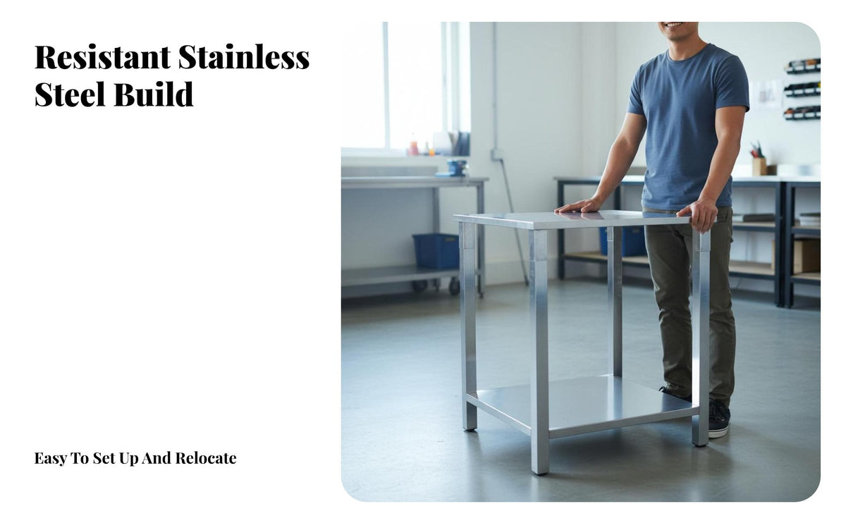 Long-Lasting Stainless Steel Work Table Rustproof Heavy Duty Utility Table Rust Resistant Stainless Steel Aquatic Aquarium Stand Easy to Clean for Workshop Workers, Warehouse Personnel, Aquarium Hobbyists, Garage, Restaurant, Living Room, Outdoor