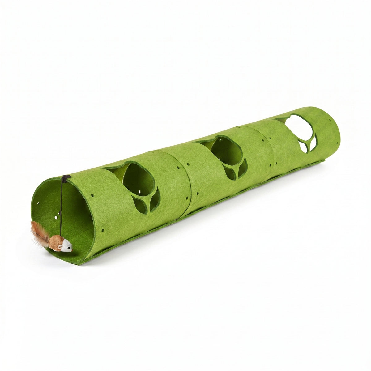 Plush Feline Tunnel Tunnel with Look-out Holes Interactive Cat Play Tunnel with Toy Indoor Noise-Absorbing for Cats, Kittens, Living Room