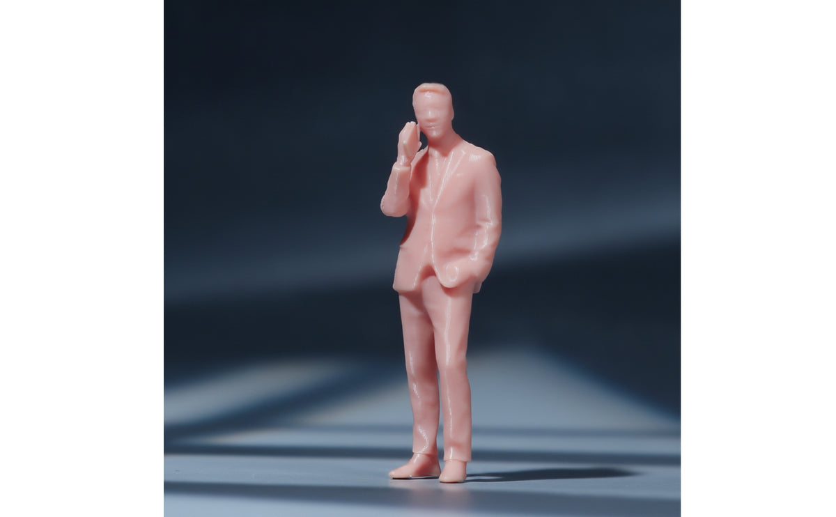 White Miniature Man in Suit Detailed Unpainted Model Lifelike Miniature Figure Lightweight for Street Scenes