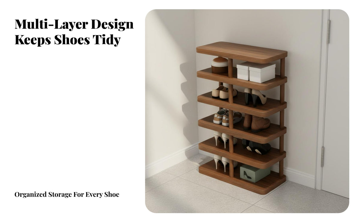 Space-Saving Solid Wood Leg Shoe Rack Stable Load-Bearing Multi-Layer Shoe Rack Large Capacity Home Furniture Easy Assembly for Apartment Dwellers, Homeowners, Hallway, Bedroom, Balcony, Living Room