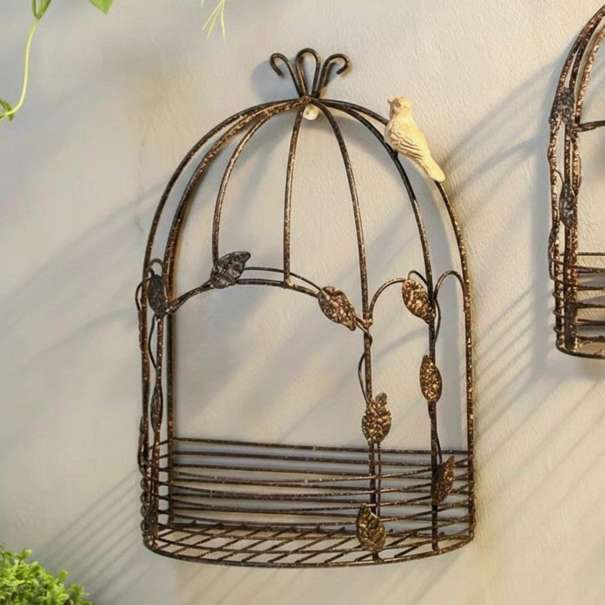 Half Birdcage mounted Mount Vintage & design Hanging Planter Distressed Finish