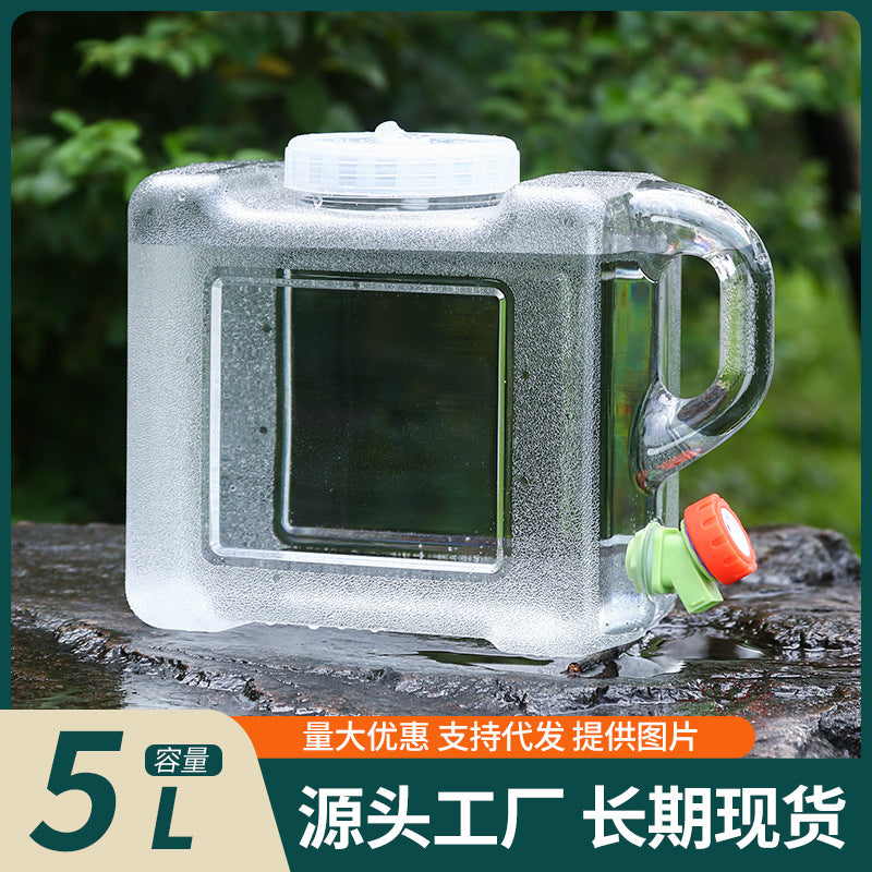 5L Transparent PC Water Bucket with Faucet for Outdoor and Home Use