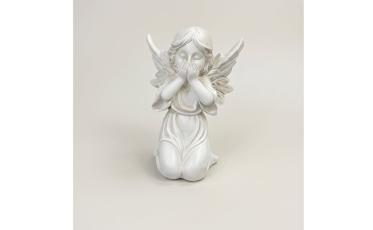 Minimalist Angel Figurine Miniature Kneeling Angel Sculpted Sculpture Serene for Bedside Table