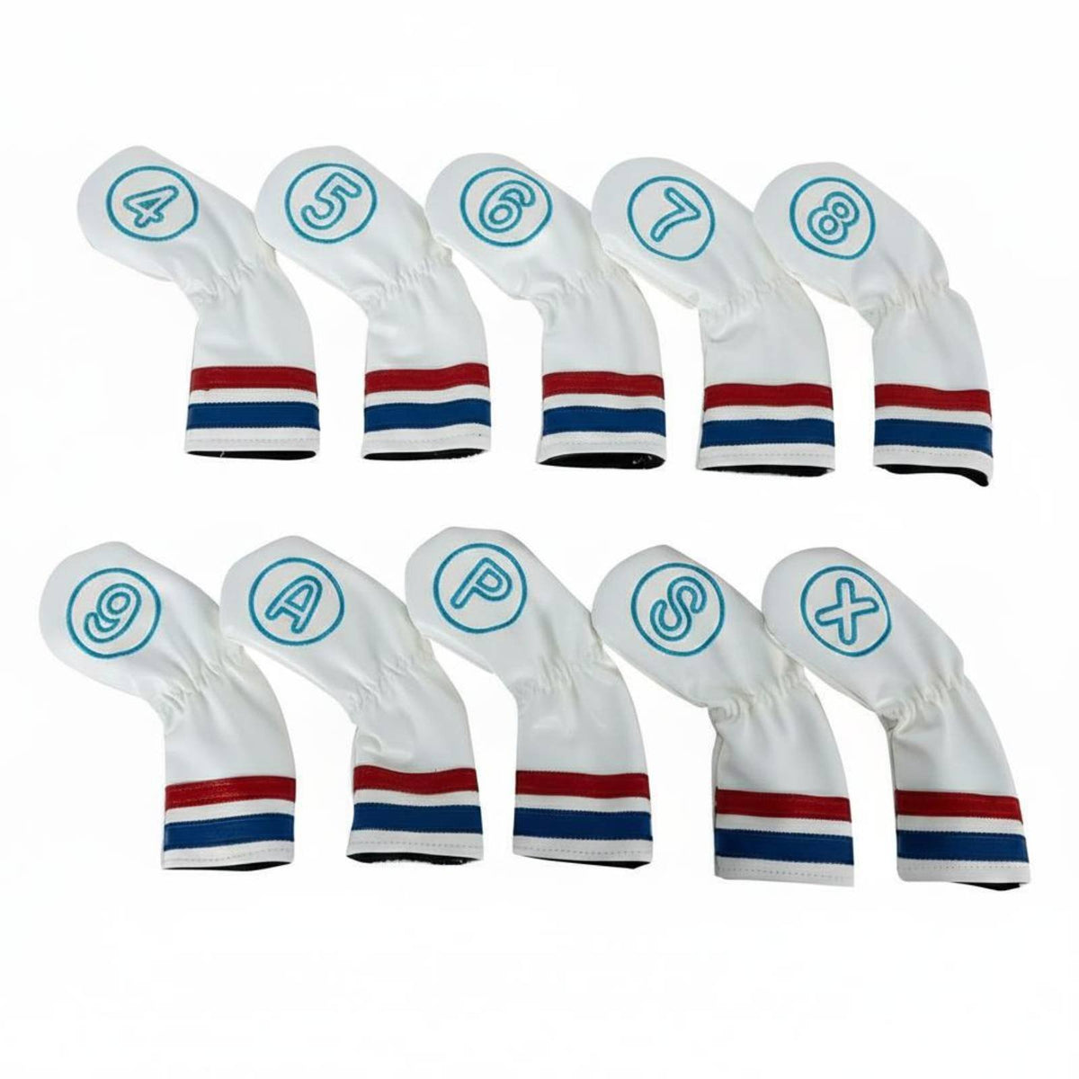 10 Pieces Soft Lined Golf Iron Headcover Set Waterproof Numbered Iron Covers Embroidered Numbers for Golfers